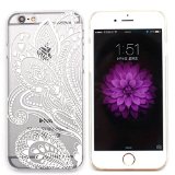 iPhone 6 Case LUOLNH Henna White Floral Paisley Flower Hard Plastic Clear Case Silicone Skin Cover for Apple Iphone6 47 inch Screen
