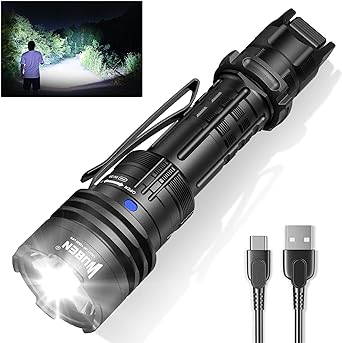 WUBEN T1 Rechargeable Tactical Flashlight 2000 Lumens, Super Bright LED Flashlights with Tactical Mode and Outdoor Mode, IP68 Waterproof Flashlights for Tactical Gear, Emergencies, Camping