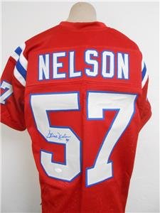 STEVE NELSON New England Patriots Autographed Custom away Jersey Jsa Witnessed Holgram & Coa