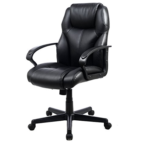 Goplus Morden Pu Leather Ergonomic High Back Executive Computer Desk Task Office Chair Black