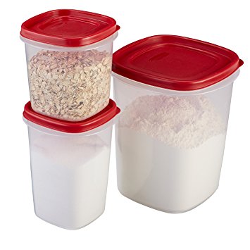 Rubbermaid Easy Find Lids Food Storage, 3-Piece Canister Set, Racer Red