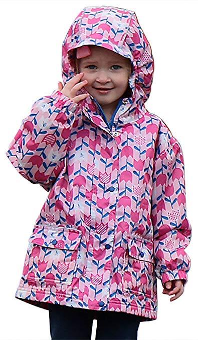 JAN & JUL Water-Proof Fleece-Lined Rain-Coat Jacket with Hood for Toddler and Kids, Boys or Girls