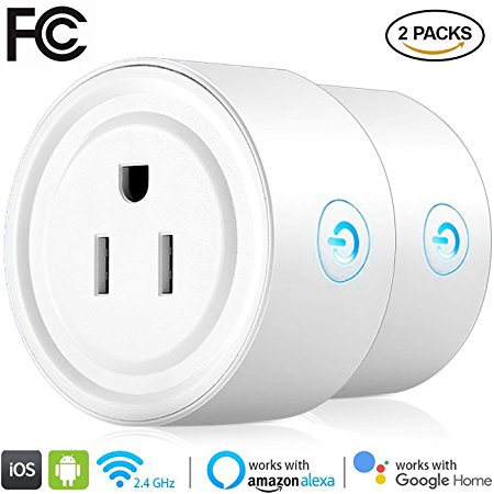 Wifi Smart Plug, Wi-Fi Smart House Devices Light Switch Power Outlet Timer Plug Works With Amazon Alexa Echo & Google Home Remote Control Through a Smart Phone From Anywhere Anytime ( 2 Pack )