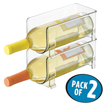 mDesign Stackable Wine Bottle Storage Rack for Kitchen Countertops, Cabinet - Holds 2 Bottles, Clear