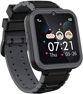 Boys Girls Kids Music Game Smart Watch , HD Touch Screen Wrist Smartwatch , Alarm Calculator MP3 Music Player Games Call SOS Camera Flashlight Smart Watch , Children Toy Birthday Gift(Black)