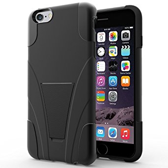 SZJJX iPhone 6/6s Case Silica Gel Phone Case with Kickstand Phone Holder Soft Drop Resistance Slip Resistance Antiskid Anti-scratch DUAL LAYER Protection for iPhone 6/6s-Black