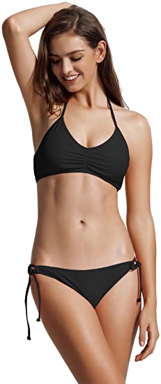 zeraca Women's Tie Side Bottoms Bralette Bikini Bathing Suits