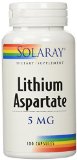 Solaray Lithium Aspartate Supplement 5 mg 100 Count