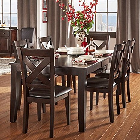 Tribecca Home 7 Piece Dining Room Set Is Crafted From Asian Wood and Has a Beautiful Merlot Finish