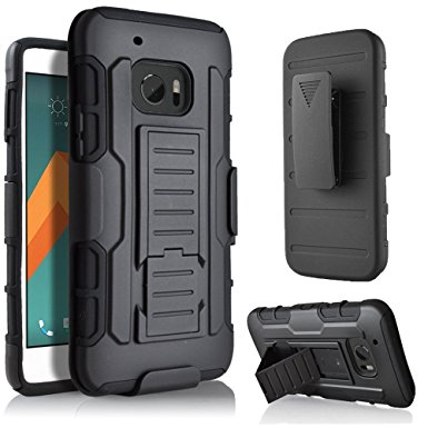 HTC One 10 Case, MCUK 3 Layer Shock Resistant Hybrid Armor Full Body Protective Case with Kickstand and Removable Holster Swivel Belt Clip Cover for HTC 10/ HTC One M10 (HTC M10)