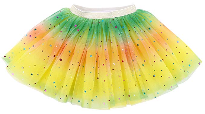 Lullaby 4 Layered Baby Tulle Tutu Skirt Girls Rainbow Sparkle Tutu