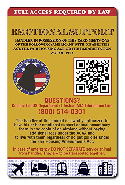 Buttonsmith Holographic Emotional Support Animal ID Card - Made in the USA