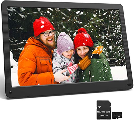 17.3 Inch Digital Picture Frame 1920x1080 16:9 IPS Screen, Motion Sensor, Photo Auto Rotate, HD Video Frame, Background Music, Auto Play, Auto Time On/Off, Wall Mounted/Stand, Include 32GB SD Card