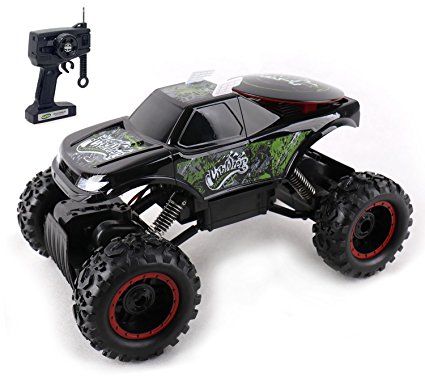 KidiRace Rock Crawler Remote Control Black RC Car - All Terrain - With 3 Powerful Motors - Off Road Race Car