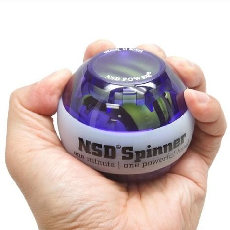 NSD Roll 'N Spin Rainbow Lit AutoStart Spinner Gyroscopic Wrist and Forearm Exerciser with AutoStart and Multi-Lit LED, Purple