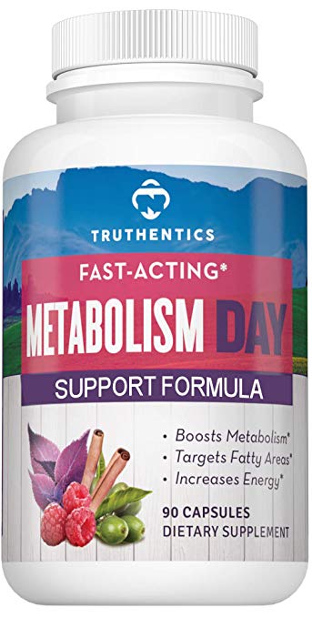 TRUTHENTICS Energy & Metabolism Support Formula - Natural Aid to a Slow Metabolism - High Potency Vitamins Minerals Antioxidants with 8 Powerful Ingredients - for Women & Men - 90 Capsules