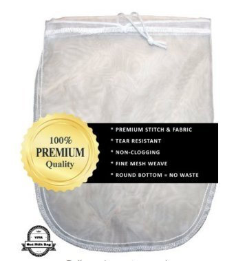 Best Nut Milk Bag ~ 2 Pack ~ Reusable 12" x 10" IDEAL SIZE - Fine Mesh Strainer for Almond Milk, Cold Brew Coffee, Juice & Yogurt. BONUS Recipe E-Book. Performs Better Than Cheaper Brands!