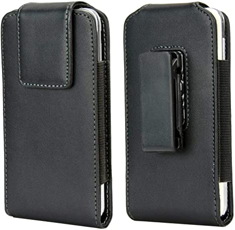 Faux Leather Small Cellphone Holster Case Holder Waist Pouch with Swivel Belt Clip for iPhone SE 2020, 11 Pro, Samsung Galaxy S9(Naked), S10e, J3 Orbit, J2 Pure, LG Aristo5, Rebel 4, Pixel 5 4a 3 2
