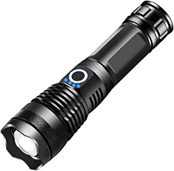 AuKvi XHP70 XHP50 Telescopic 5 Modes Zoomable Most Powerful LED USB Rechargeable Flashlight Torch (XHP50)