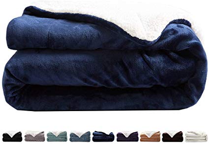 LIANLAM Sherpa Fleece Blanket Twin Size Dual Sided Blanket Super Soft and Warm Fuzzy Plush Cozy Luxury Bed Blankets Microfiber (Royal Blue, 65"x90")