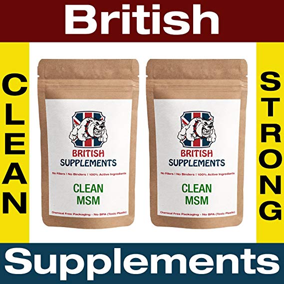 Clean MSM 1,400mg British Supplements Strong Vegetarian Capsules No Nasties UK Made High Strength (Methylsulfonylmethane, Sulphar) 2 Month Supply (120)