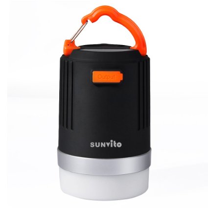 Camping Lantern, Sunvito Bright 2-in-1 LED Camping Lamp & 10400mAh Power Bank, 440 Lumens IP65 Waterproof Rechargeable Emergency Lantern - Ideal for Camping Backpacking Hurricanes Hiking Fishing (USB Powered)