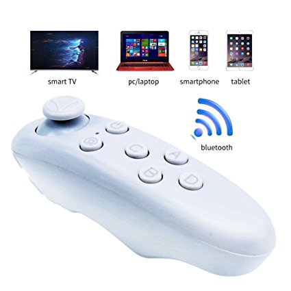 ATETION Universal Portable Wireless Bluetooth Remote Controller Gamepad For 3D VR Glasses Virtual Reality Headset PC Smartphones Compatible with Android System (white)