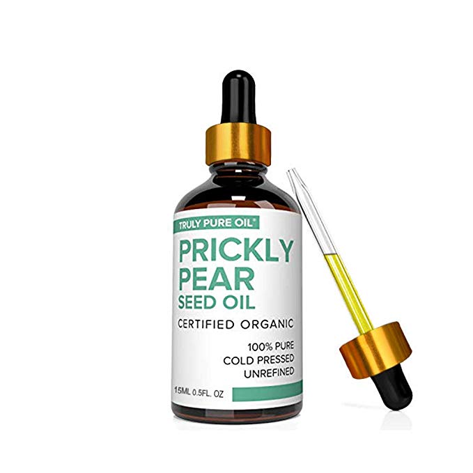 TRULY PURE OIL Prickly Pear Seed Oil for Face, Hair, Skin and Nails, USDA Ecocert Certified Organic Pure Virgin Cold Pressed Moroccan Anti-aging Moisturizer (Barbary Fig, Cactus Oil) 0.5 Fl oz