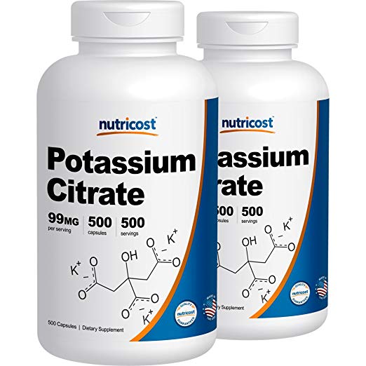 Nutricost Potassium Citrate 99mg, 500 Capsules (2 Bottles)