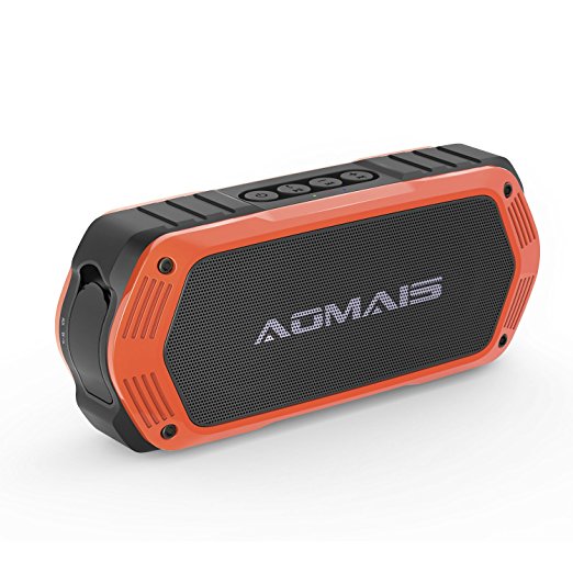 AOMAIS Tough Bluetooth Speakers, Portable Outdoor Wireless 10W Stereo Sound Speaker Waterproof IPX7 Rating with Enhanced Bass for iPhone, iPod, iPad, Tablets(Orange)