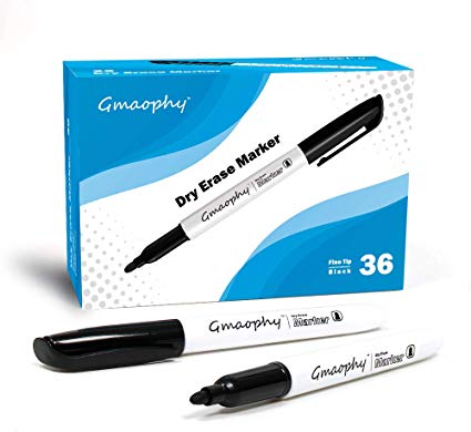 Dry Erase Markers, 36 Pcs Black Fine tip Whiteboard Pens Erase Markers for Glass/Whiteboard/Porcelain/Plastic/School/Office Supplies