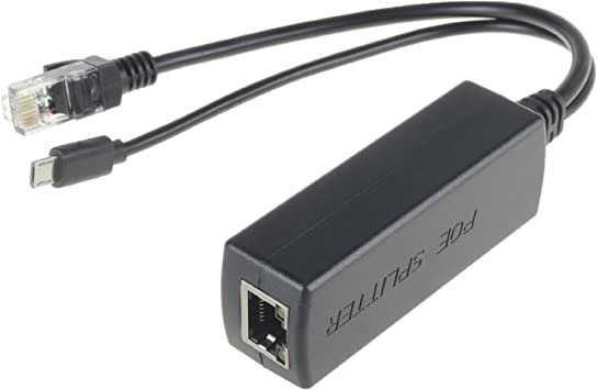 DSLRKIT Active PoE Splitter Power Over Ethernet 48V to 5V 2.4A Micro USB Plug for Raspberry Pi B/B /2/3