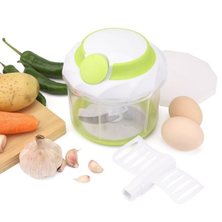 Uten Food Chopper Large 1Litre 4-Cup Capacity Powerful Manual Hand Held Chopper / Mincer / Mixer / Blender to Chop Fruits, Vegetables, Nuts, Herbs, Onions for Salad, Sauces, Purees