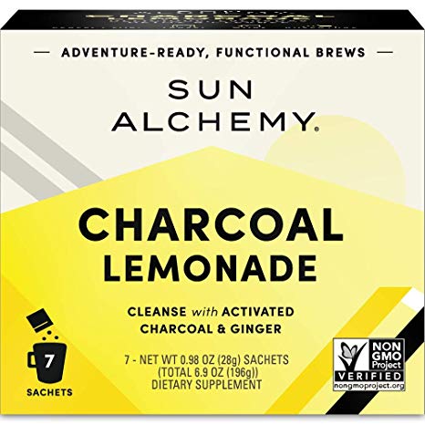 Sun Alchemy Charcoal Lemonade, Detox & Cleanse with Organic Lemon Juice, Coconut Water, Activated Charcoal, Ginger & Schisandra - 7 Sachets | Just Add Water & Enjoy