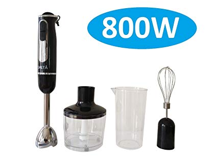 New 800W Stainless Steel Portable Stick Hand Blender Mixer Food Processor Set