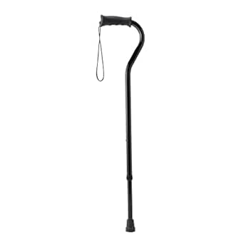 Medline Gel Grip Aluminum Cane with Offset Handle, Adjusts 29–38”, 300 lbs. Capacity, Black — for Men & Women, Foot & Leg Injuries, Mobility, 1 Ct.