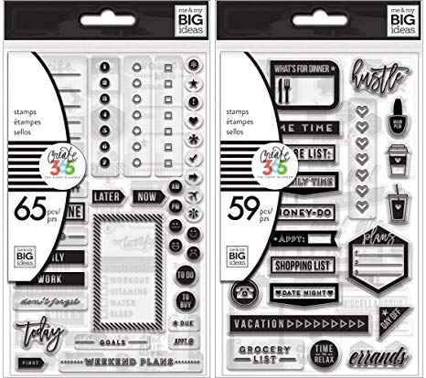 The Happy Planner Clear Stamps - Planner to Do and Planner Everyday Stamp Sets - 124 Stamps