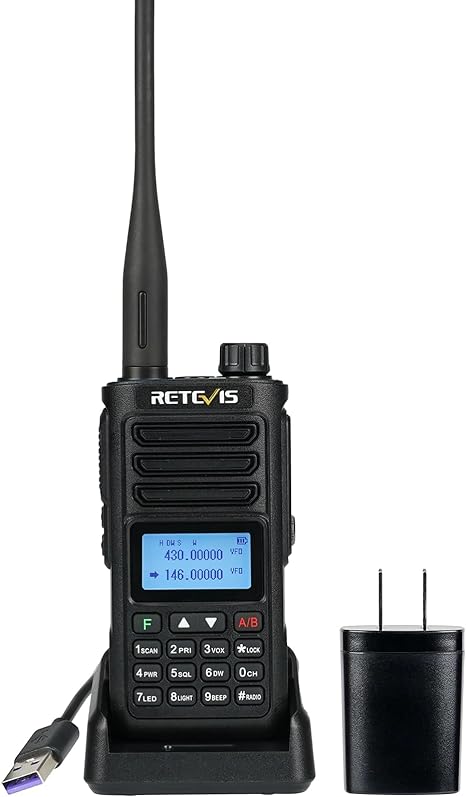 Retevis RA89 Dual Band Two Way Radio, Handheld Long Range 2 Way Radio, IP68 Waterproof Type-C 2500mAh Battery, 2m 70cm High Power Walkie Talkies for Camping Emargency(Black, 1 Pack)