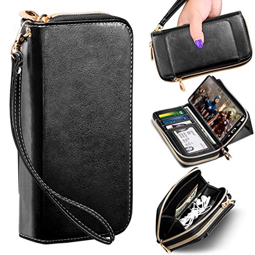 ELV Wallet Purse Case Designed for Samsung Galaxy Note 10 Plus/Galaxy Note 10 Plus Pro 5G Case PU Leather Folio Flip Case with Credit Card Slots, Detachable Case and Back Stand