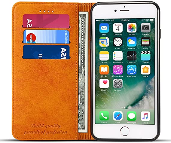 Wallet Case Compatible 2019 iPhone 11, Premium PU Leather Wallet Case Flip Folio Stand View Kickstand with ID Credit Card Pockets for iPhone XI Credit Card Holder, Khaki, 6.1 inches