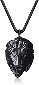 COAI Viking Jewelry Lion Obsidian Necklace