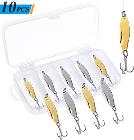 TOPFORT Fishing Lures, Fishing Spoon,Trout Lures, Bass Lures, Spinning Lures,Hard Metal Spinner Baits kit with Carry Bag