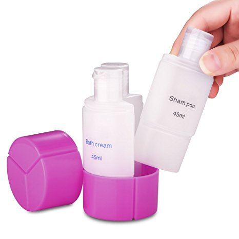 3 in 1 Leak Proof Travel Sized bottle set (1.6OZ, Pack of 3), Empty Plastic Liquid Containers for Cosmetic Toiletries Shampoo, Lotion, Body wash - TSA Approved, Squeezable, Refillable, Portable Purple