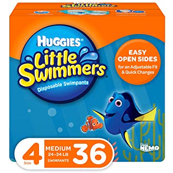 Huggies Little Swimmers Disposable Swim Diapers, Swimpants, Size 4 Medium (24-34 lb.), 36 Ct. (Packaging May Vary)