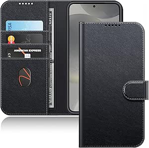 JETech Wallet Case for Samsung Galaxy S24 5G, Shockproof PU Leather Magnetic Flip Cover with Card Holder, Stand Feature and Full Camera Protection (Black)