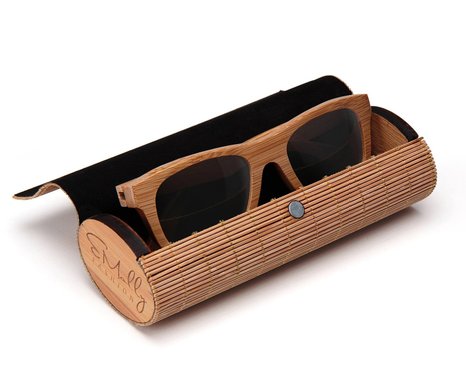Emolly Fashion Handmade Polarized Bamboo Wood Sunglasses with Case
