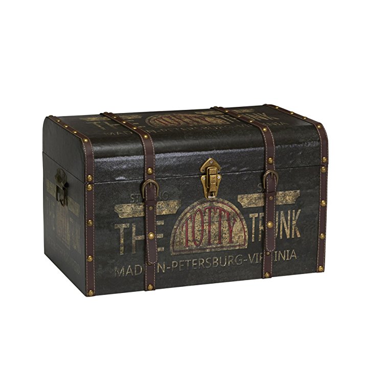 Household Essentials 9243-1 Large Vintage Decorative Home Storage Trunk - Luggage Style