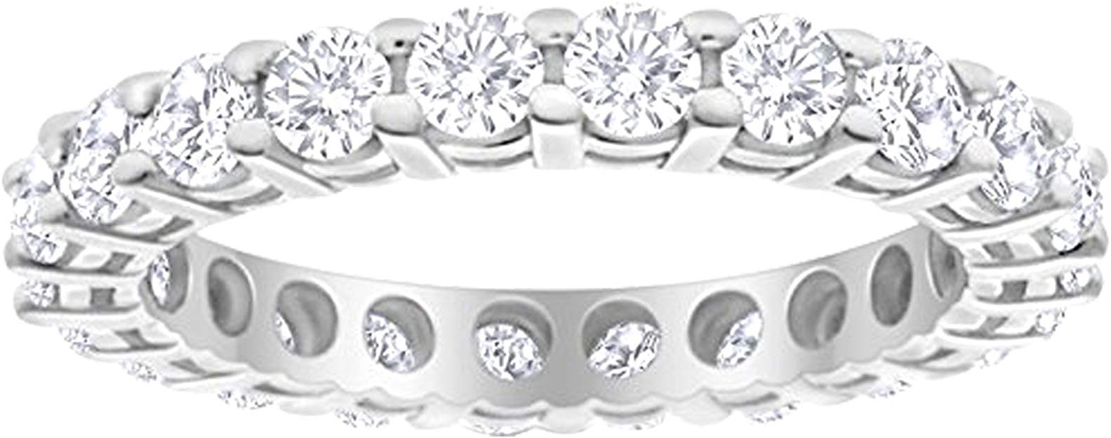 2 Carat (ctw) 14K White Gold Round Diamond Ladies Eternity Wedding Anniversary Stackable Ring Band Value Collection