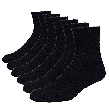 Fitu Men's Fuzzy Socks Soft Warm Winter Cozy Slipper Socks 6-pack