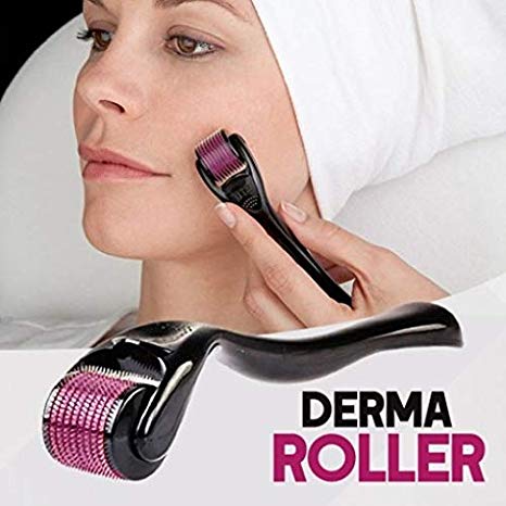 Derma Roller cosmetic microneedling kit for face, 0.25mm 540 TITANIUM Microneedle Roller for face, Exfoliating Facial Dermaroller, Includes free storage case